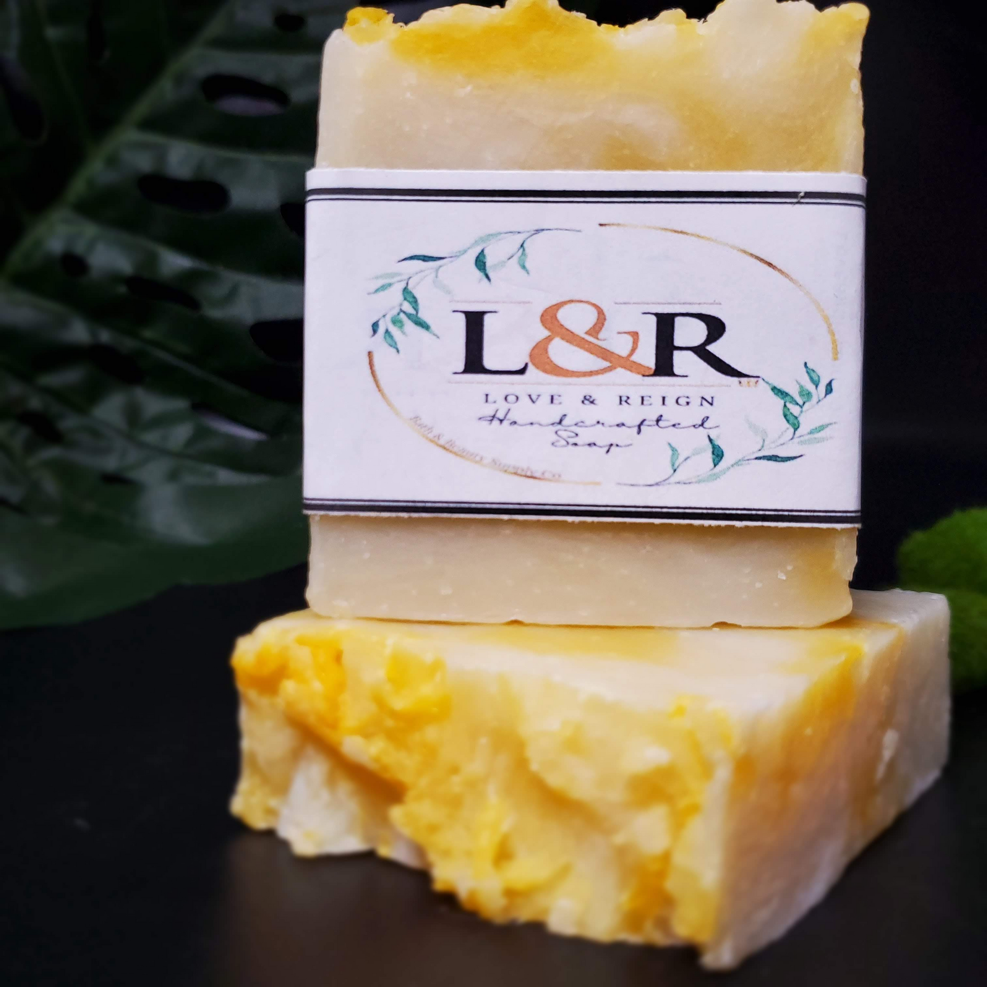 Formulated using a plant based recipe, designed to cleanse your skin and provide moisturization. Our soap designs and fragrances are made with natural colorants and pure essential oils. Naturally pigmented with annatto seed powder.  Scented with lavender & patchouli essential oils.  Calming scent profile. 