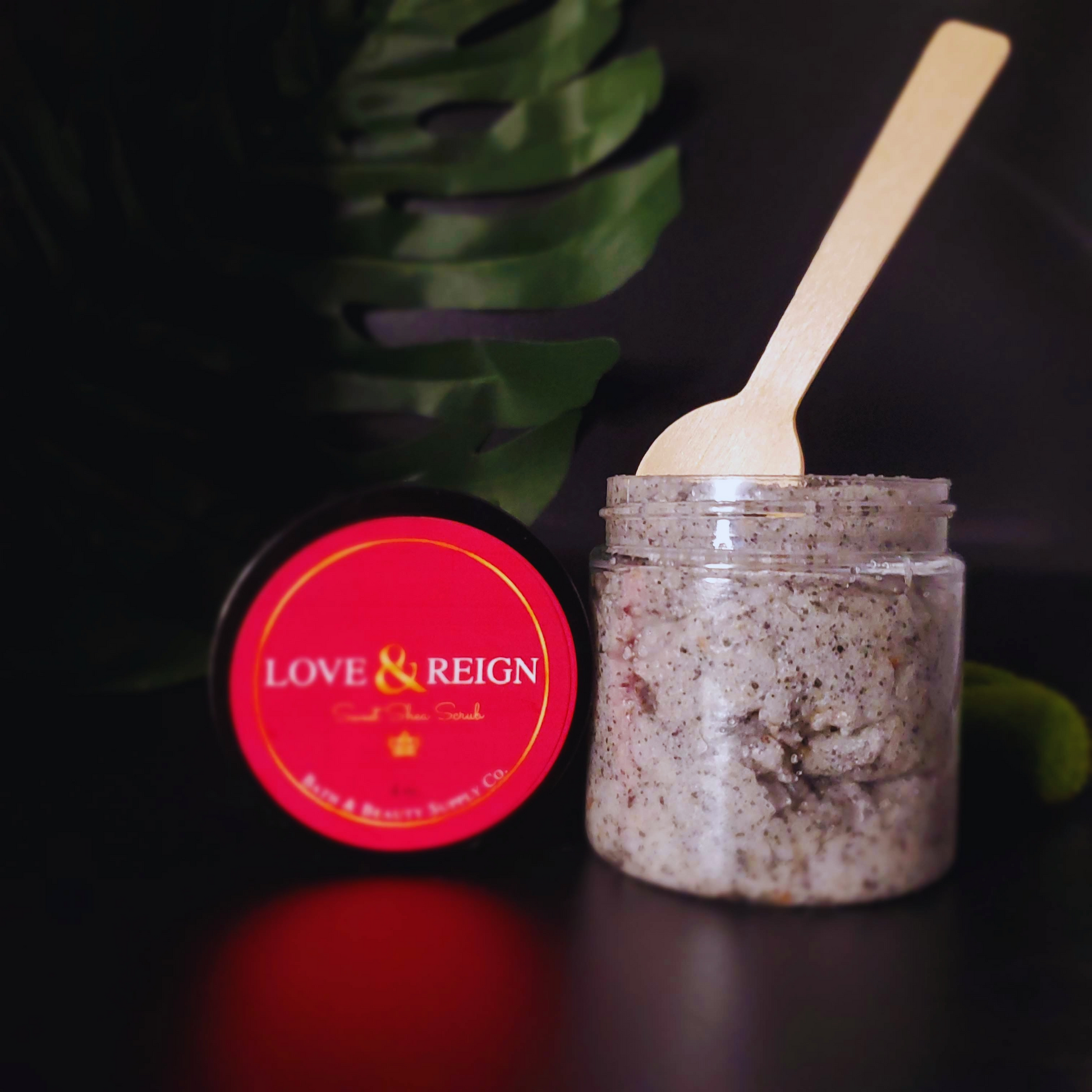 Salty and Sweet! Organic shea butter scrub blended with fine pink and black sea salt, fine sugar, hemp oil, and hibiscus infused oil. Naturally pigmented with Hibiscus petals. Sweet floral scent using a pure essential oil blend of lemon, orange, Ylang Ylang, sandalwood, and jasmine.  Great for getting that close shave, removing dead skin cells, and moisturizing.  4 ounces of natural care
