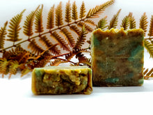 Load image into Gallery viewer, Handcrafted with all natural ingredients (saponified shea butter, cocoa butter, coconut oil, olive oil, and castor oil) free from harsh chemicals. Formulated using a plant based recipe, designed to cleanse your skin and provide moisturization. Our soap designs and fragrances are made with natural colorants and pure essential oils. Naturally pigmented with chlorophyll, paprika, and ground clove. Scented with vetiver &amp; cedarwood essential oils, noted to have antiseptic and anti-inflammatory properties.
