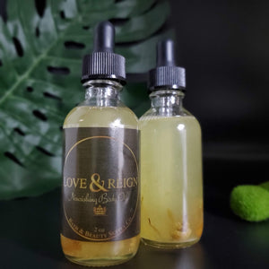 Moisturizing natural oil made with Sweet Almond oil, Shea Nut oil, Carrot Seed oil, and Calendula oil.  Blended to nourish normal to dry skin Naturally scented with calming chamomile flowers and calendula oil Versatile and may be used for hair, skin, or nails. 2 ounces of natural skin healing 