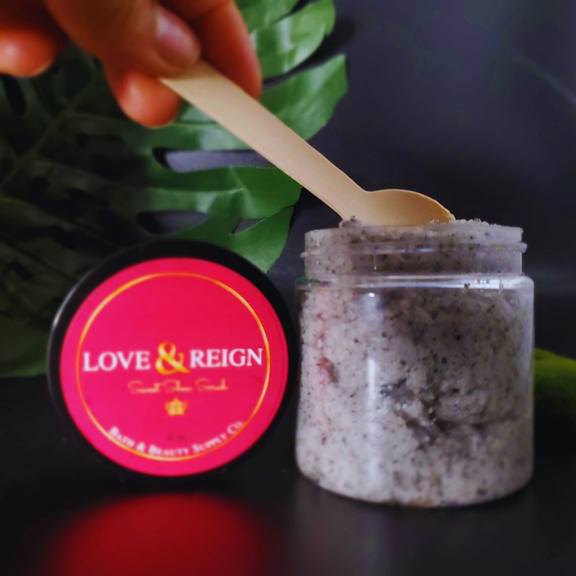 Salty and Sweet! Organic shea butter scrub blended with fine pink and black sea salt, fine sugar, hemp oil, and hibiscus infused oil. Naturally pigmented with Hibiscus petals. Sweet floral scent using a pure essential oil blend of lemon, orange, Ylang Ylang, sandalwood, and jasmine.  Great for getting that close shave, removing dead skin cells, and moisturizing.  4 ounces of natural care